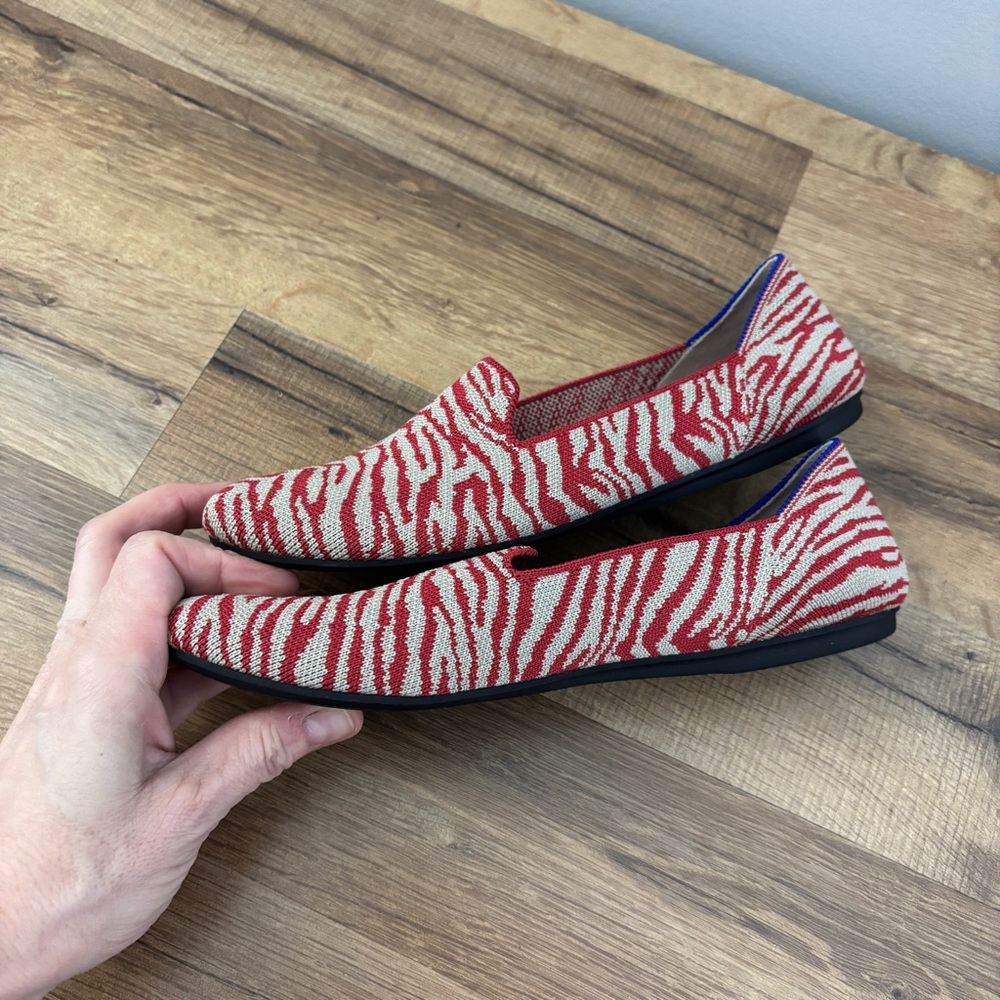 Rothy’s The Loafer Zebra Knit Flats Animal Print Limited Edition Red - Picture 9 of 9